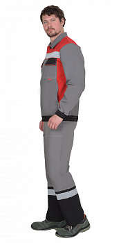 Куртка 4120 средне-серая с красным и СОП