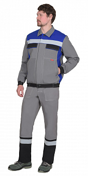 Куртка 4120 средне-серая с васильковым и СОП