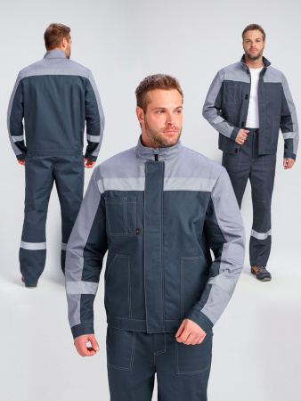 Костюм Бриготек-1 СОП (тк.Смесовая,260) брюки, т.серый/св.серый