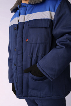 Костюм зимний Труженик-Ультра (тк.Смесовая,210) брюки, т.синий/васильковый