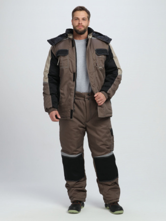 Костюм зимний Вектрон-1 (тк.Смесовая,240) брюки, коричневый/черный/бежевый
