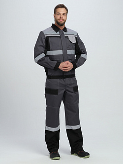 Костюм ProfLineBase-1 (тк.Твил,210) брюки, т.серый/черный/красный
