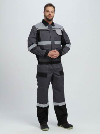 Костюм ProfLineBase-1 (тк.Твил,210) брюки, т.серый/черный/красный