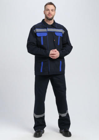 Костюм для ИТР СОП UZ (тк.Саржа,250) брюки, т.синий/васильковый