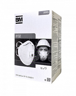 Респиратор ВМ-8132 NR D FFP3 (50 ПДК) с клапаном, чашеобразная, от аэрозолей (инд.упак.1х100)