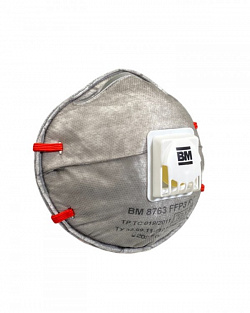 Респиратор ВМ-8763 NR D FFP3 (50 ПДК) с клапаном, чашеобразная, от аэрозолей (кр10х360)