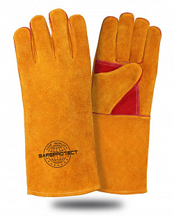 Краги спилковые Safeprotect усиленные желто-красные (подкладка) дл.40 см р.12 (х12х60)